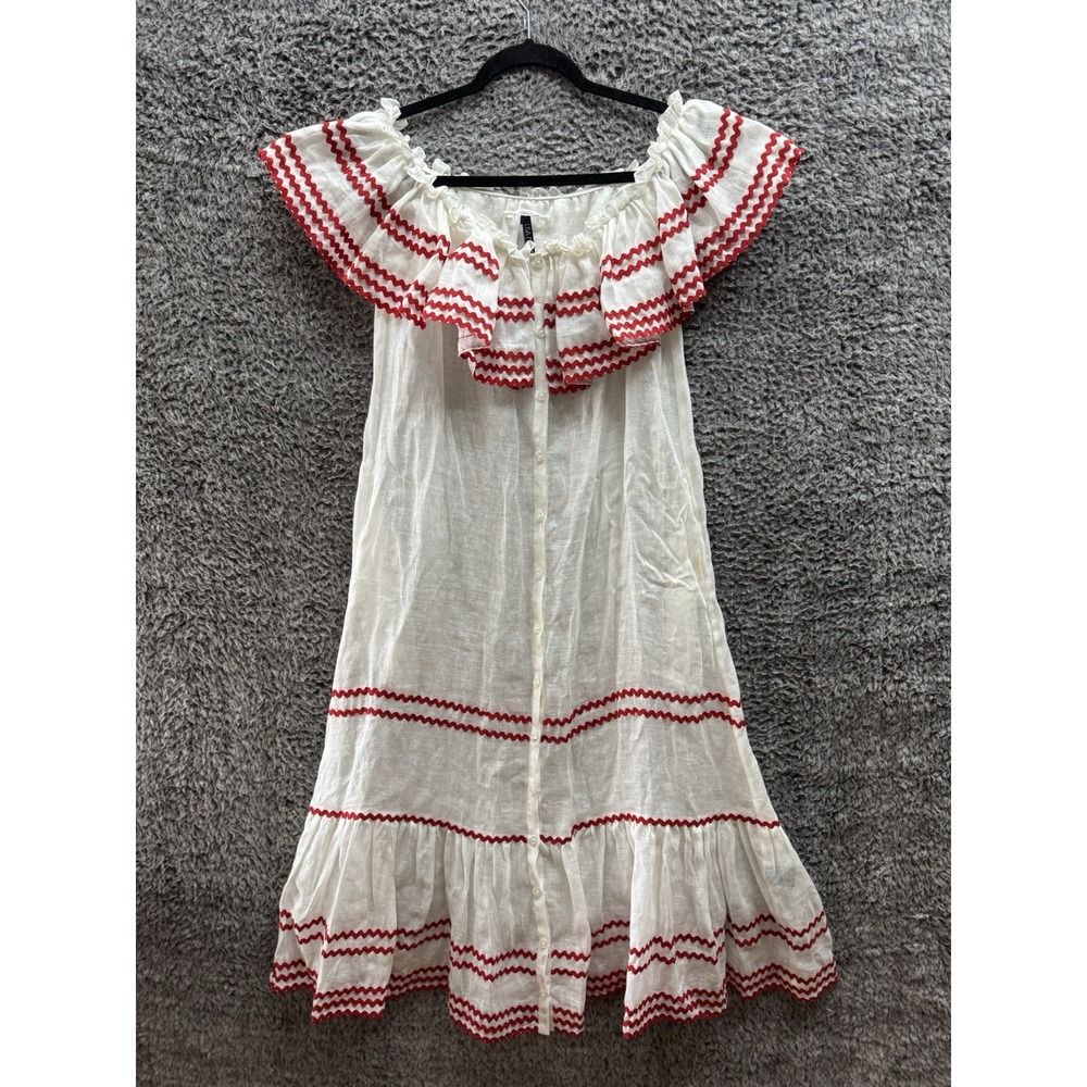 LISA MARIE FERNANDEZ Size 11 Mira Ruffled Off-The-Shoulder Maxi Dress White
